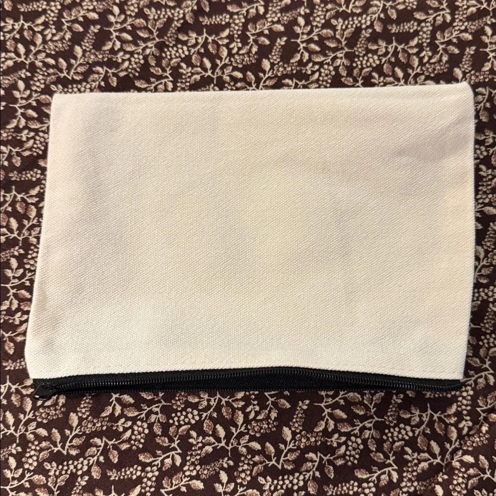 New Blank Canvas Zipper Pouch - Cream/Black Makeup or Travel Bag